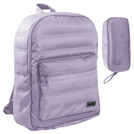 Mochila Urbana Expert + Cartuchera Set Puffer Violeta