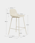 Taburete Altea beige y patas de acero con acabado beige 65 cm
