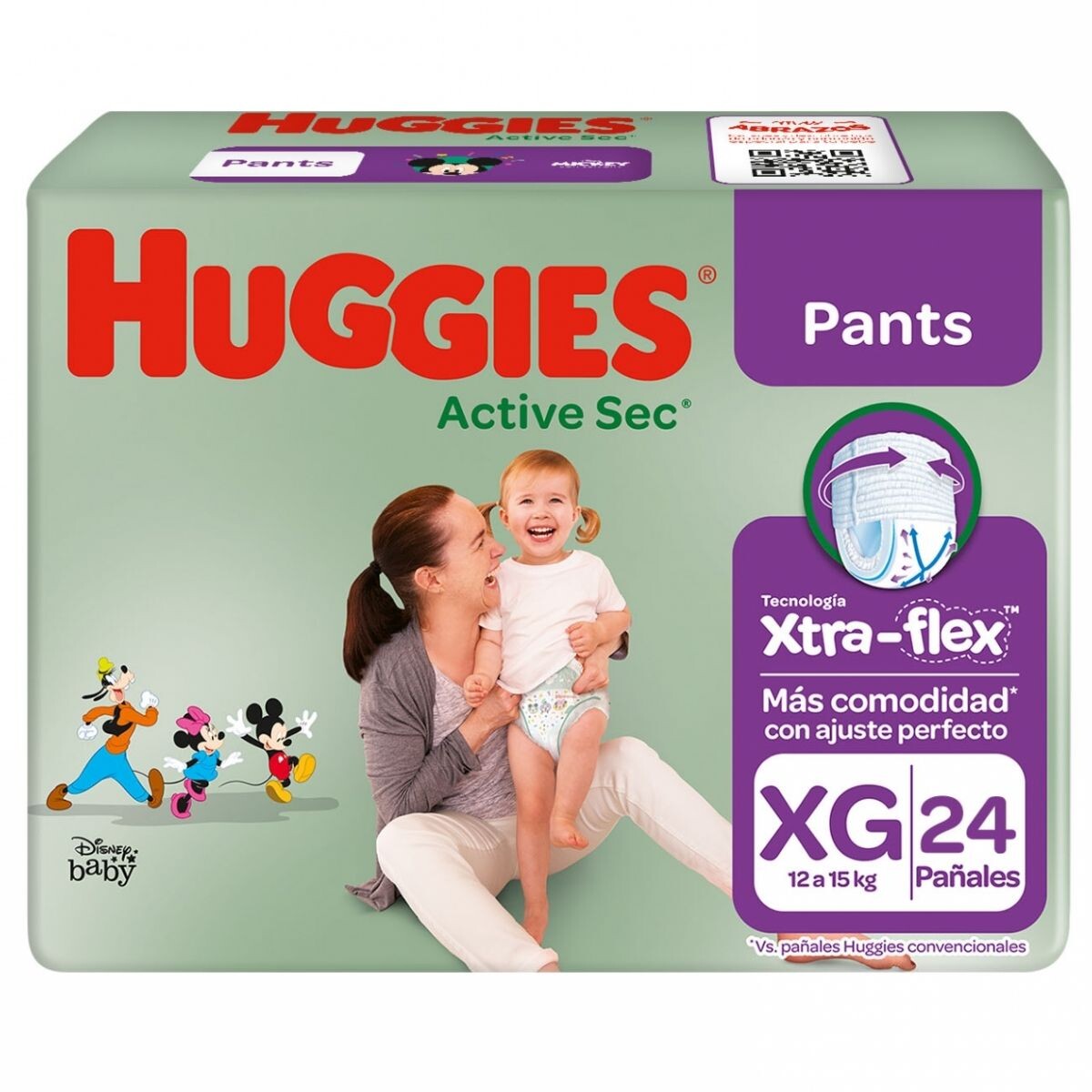 Pañales Huggies Active Sec Baby Pants XG X24 