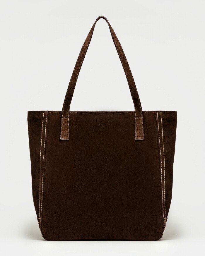 Shopper Vera en cuero gamuza Chocolate