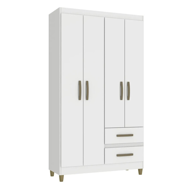 ROPERO 4 PUERTAS 2 CAJONES GUARDARROPA ARMARIO CLOSET PLACARD BLANCO
