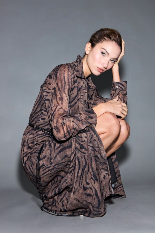 Vestido camisero animal print tostado