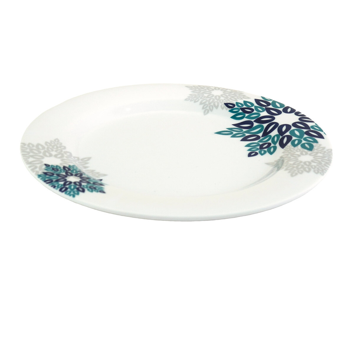 PLATO MELAMINA POSTRE LINEA FLORAL AZUL-VERDE 