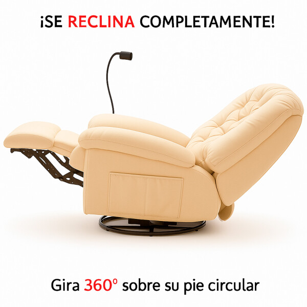 Sillón Masajeador Poltrona Con Control Remoto Y Soporte Para Celular BEIGE