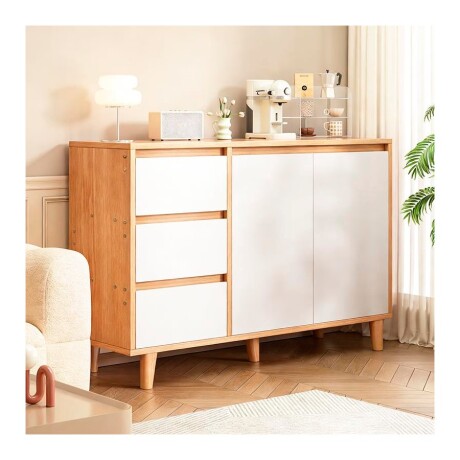 Armario Minimalista Blanco y Madera 100x80x30cm esh0024 001
