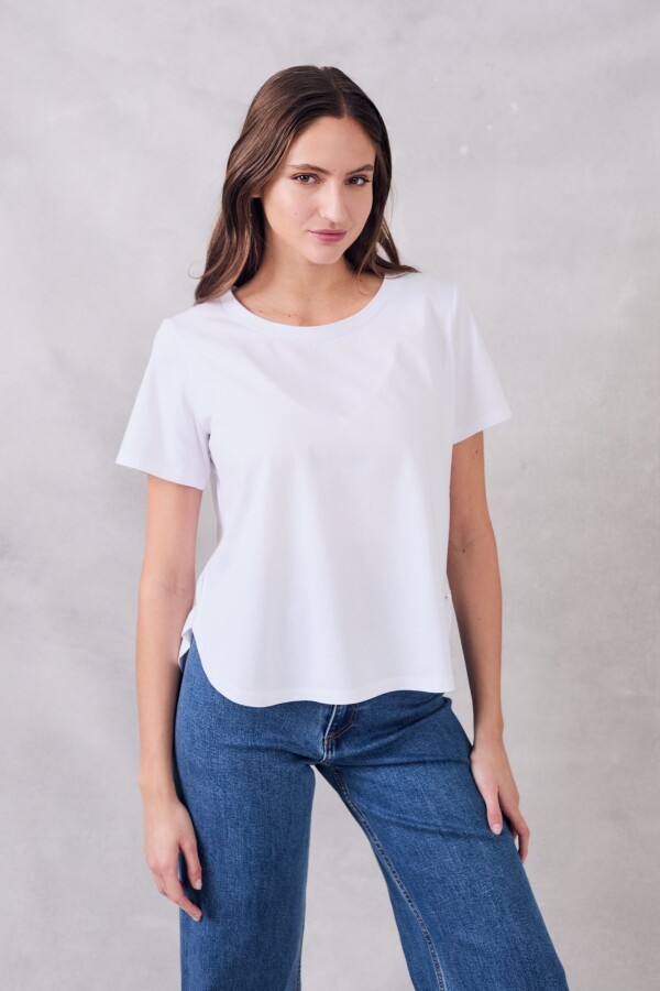 Remera Algodon Peinado Blanco
