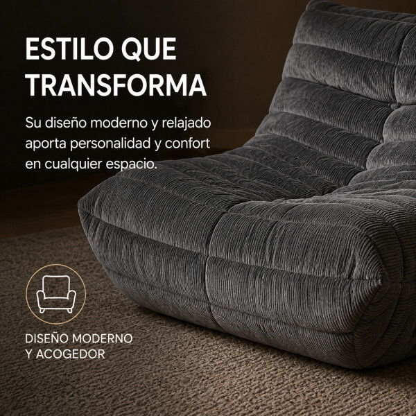 Sillón ComboHome Toggo 1 Cuerpo Lazy Sofa Puff Corderoy Gris 1