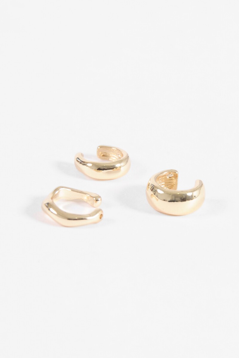 Set de tres earcuff shinny dorado