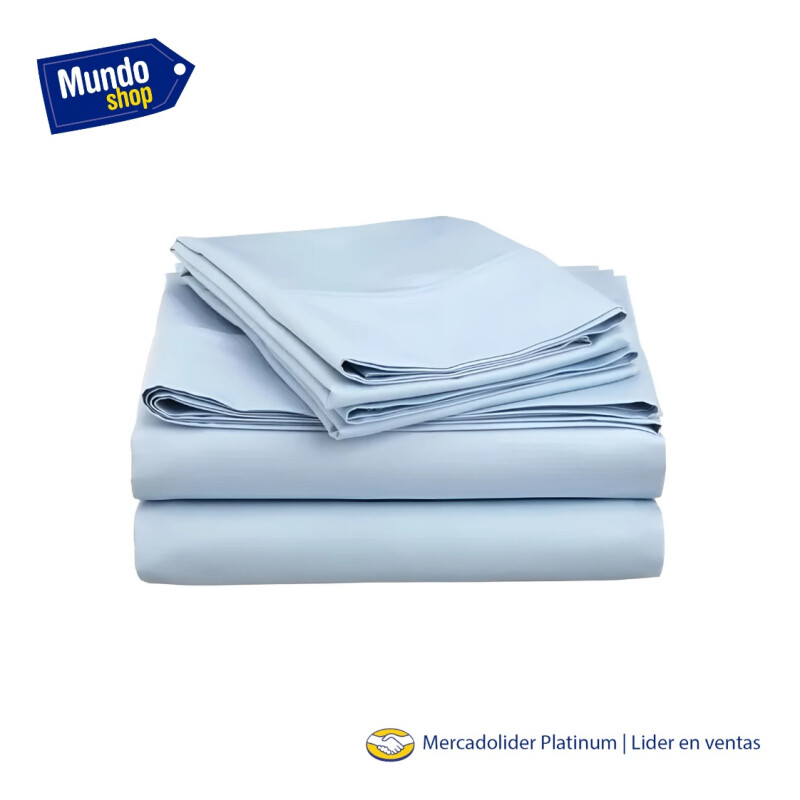 Juego De Sabanas Lisas Calidad Full Algodon Y Microfibra Celeste