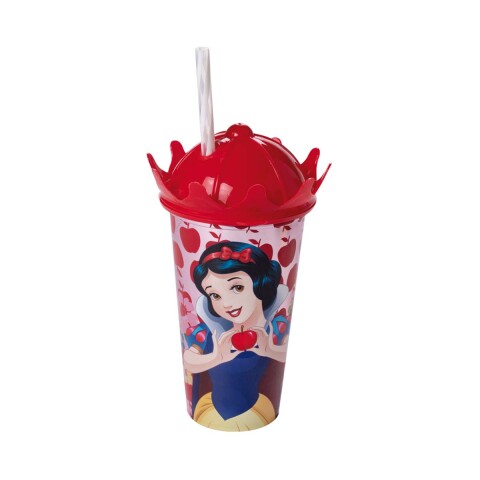 Vaso Plástico Milk Shake con Forma y Pajita Princesas Disney 500 ml ROJO
