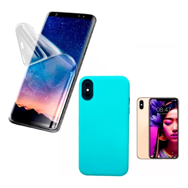 Carcasa Funda Protector + Hidrogel Simil Vidrio Para iPhone X/XS Carcasa Funda Protector + Hidrogel Simil Vidrio Para iPhone X/XS