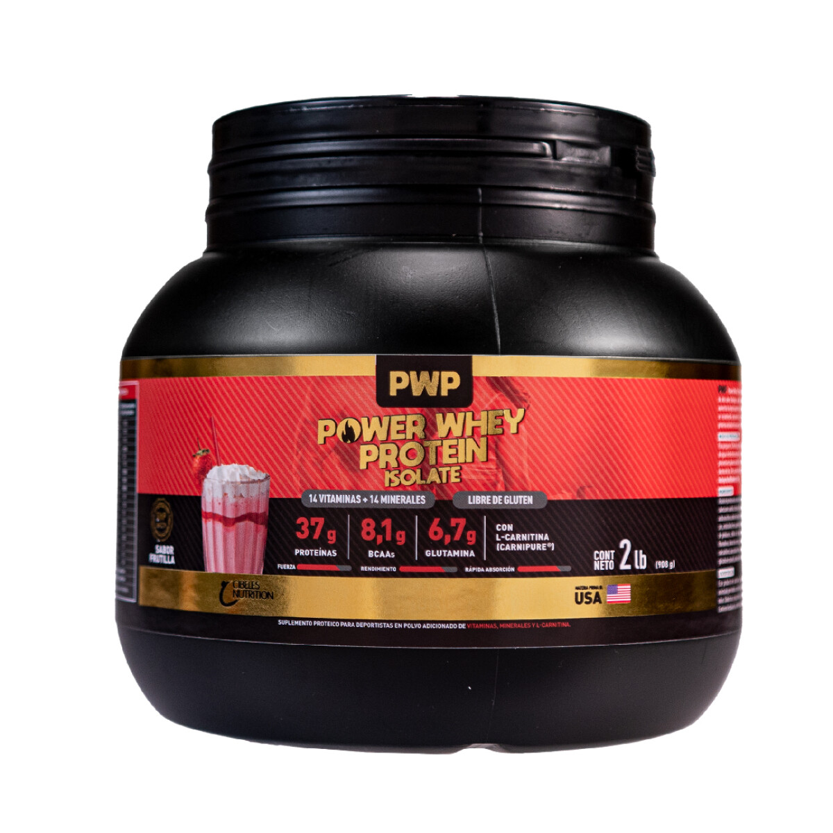 Power Whey Protein Isolate Frutilla 908g 