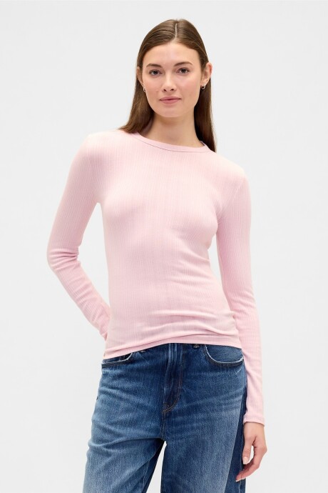 Remera Rib Mujer Pure Pink