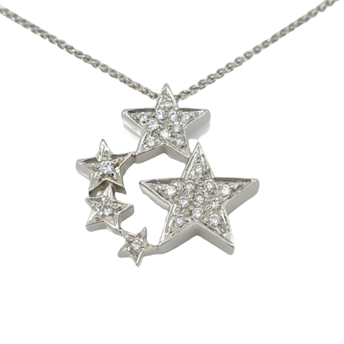 Cadena Y Dije Oro Blanco 18K Y Brillantes 