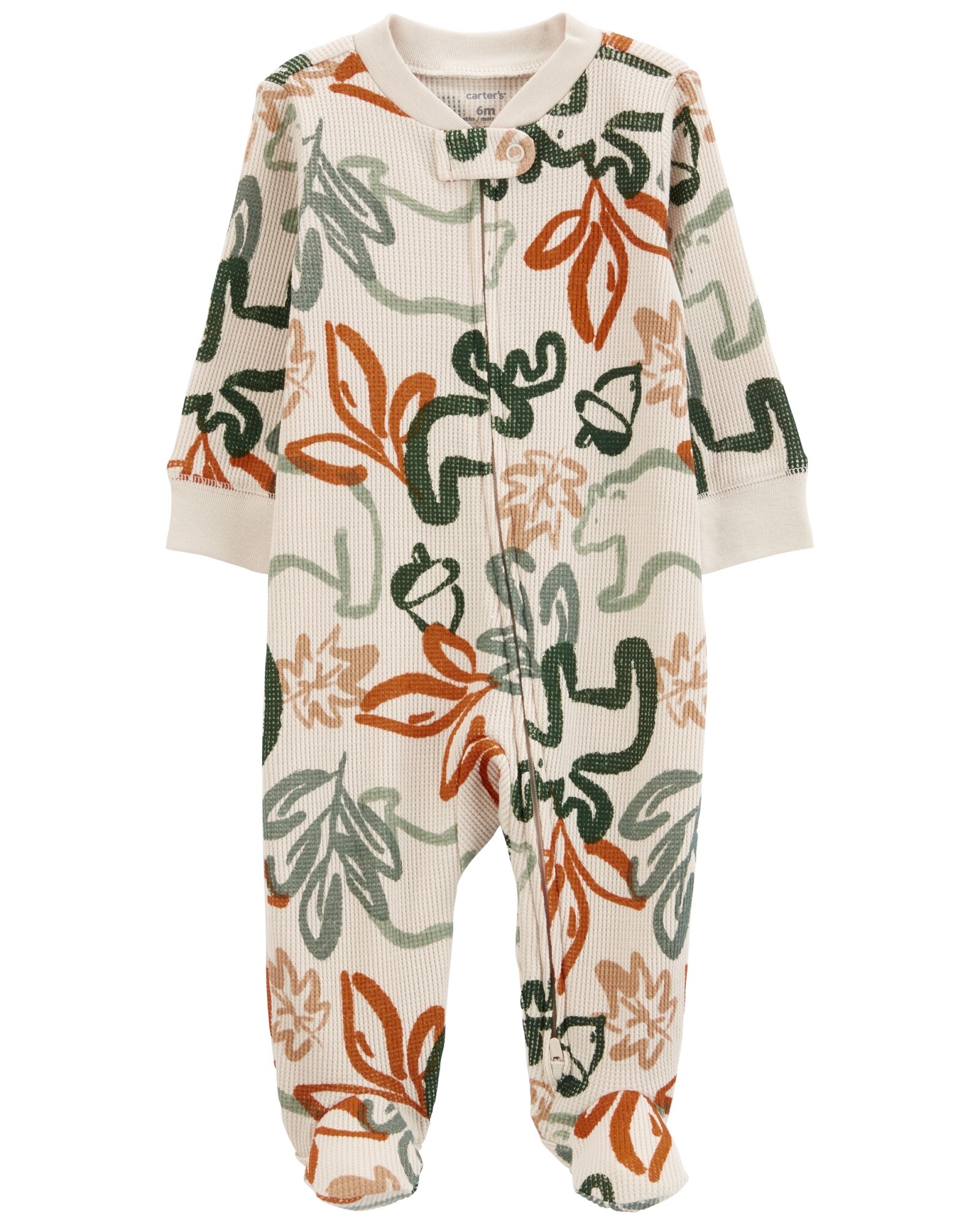 Pijama una pieza de algodón térmico con pie, diseño alce Sin color
