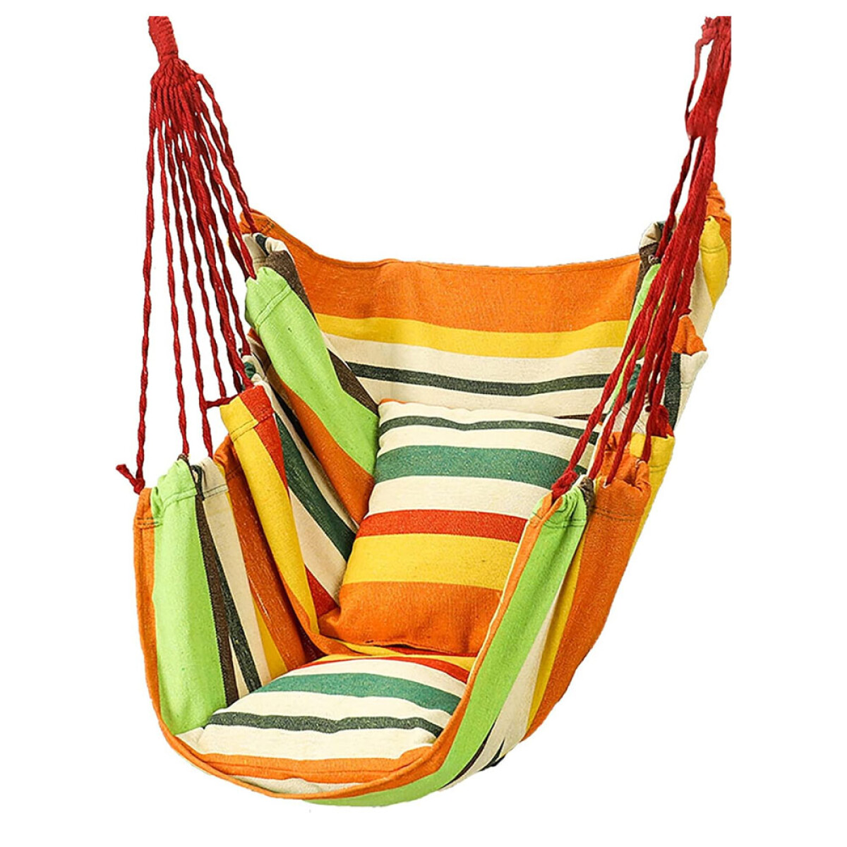 Silla Colgante Hamaca Paraguaya +2 Almohadones Jardín Balcón Naranja