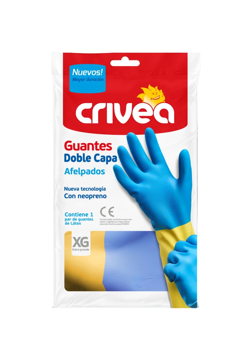GUANTES DE GOMA CRIVEA BICOLOR DOBRE CAPA EXTRA GRANDE 