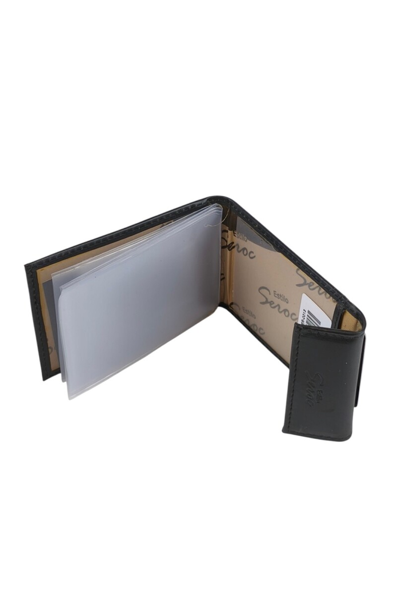 Tarjetero de Cuero con Separadores Transparentes Negro