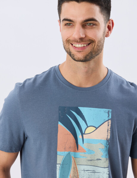 REMERA ESTAMPADA DE ALGODÓN Piedra