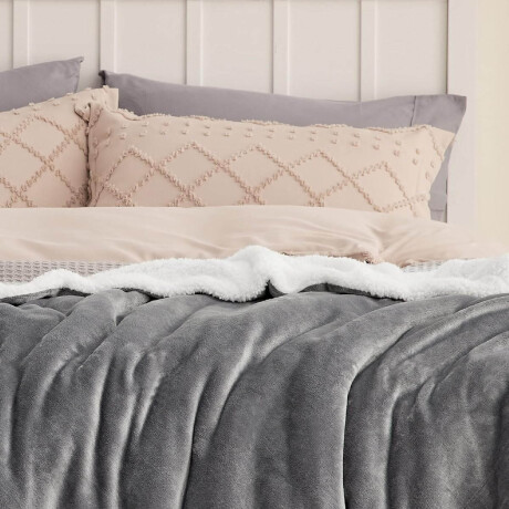 Frazada X2 Manta Polar 2 Plazas C/corderito 200x230cm Gris