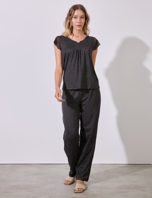 Set Pijama Remera & Pantalon NEGRO/MULTI