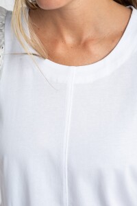 Remera Manga Globo Broderie Blanco