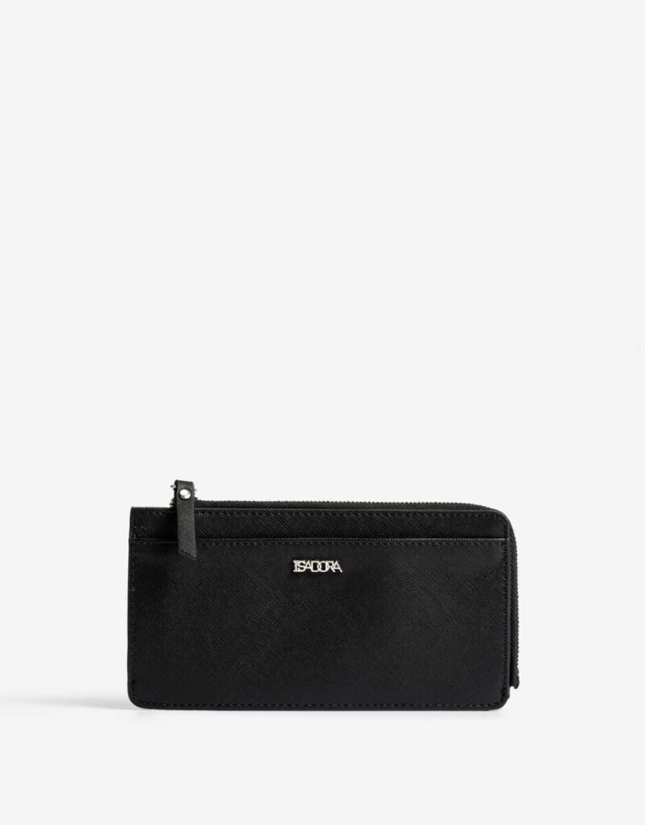 Billetera Fichero Rectangular Con Cierre - Negro 