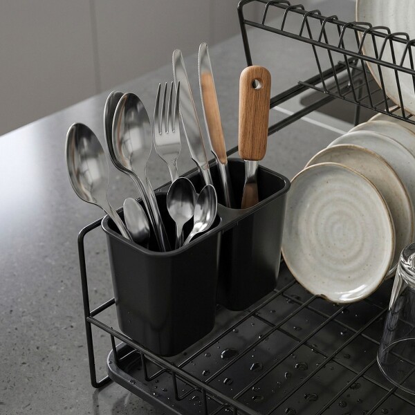 Escurridor de Platos de Cocina Escurreplatos de 2 Niveles Desmontable Color Negro Escurridor de Platos de Cocina Escurreplatos de 2 Niveles Desmontable Color Negro