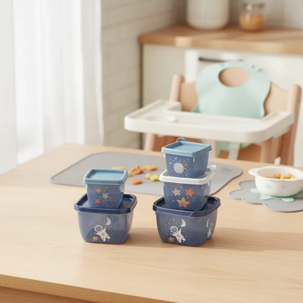 Set x3 tupper diseños cohete espacio