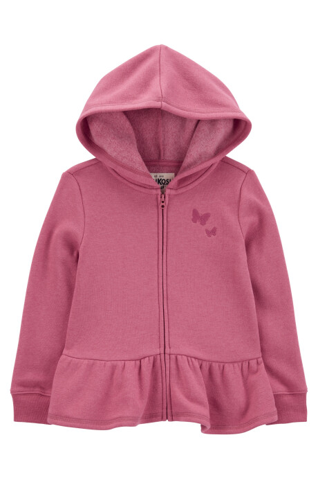 Campera de algodón con felpa, con capucha, volado y bordado Campera de algodón con felpa, con capucha, volado y bordado