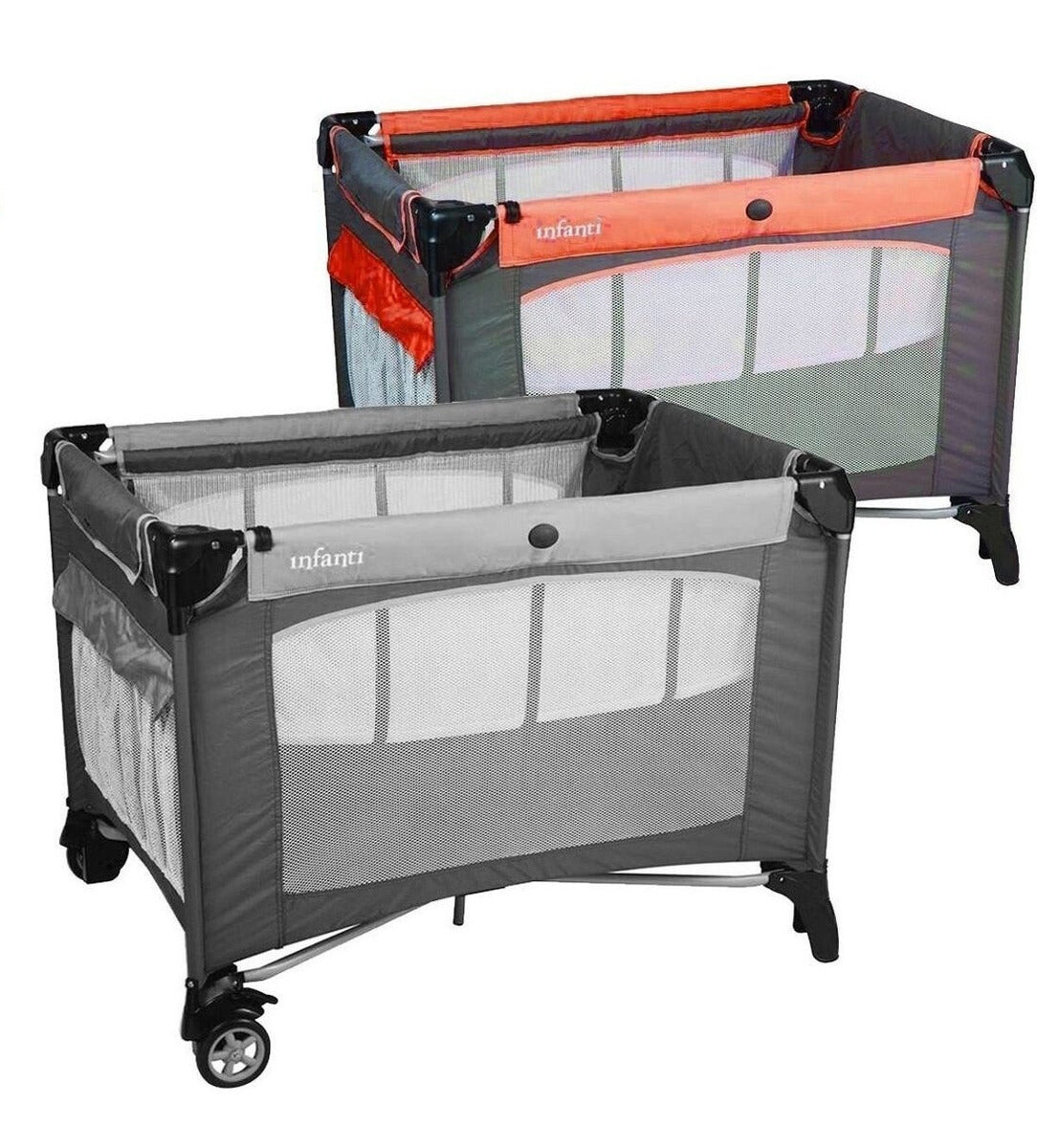 Practicuna Infanti Doble Altura Cuna Cambiador Corral - Naranja 
