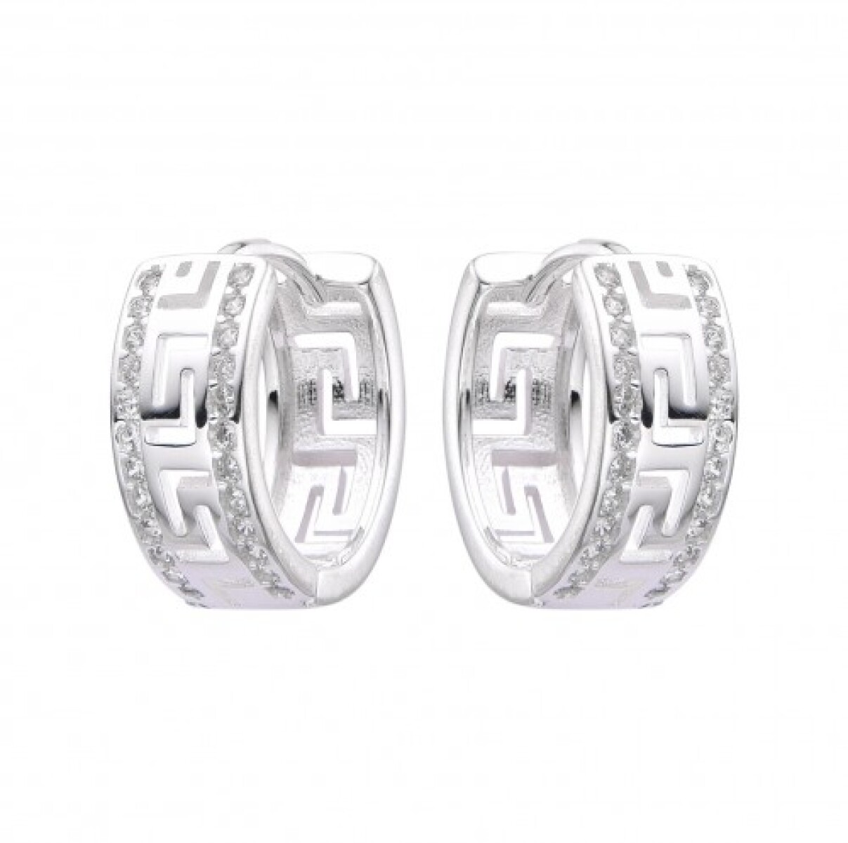 Par de aros de plata 925 con circonias, GUARDA GRIEGA. 