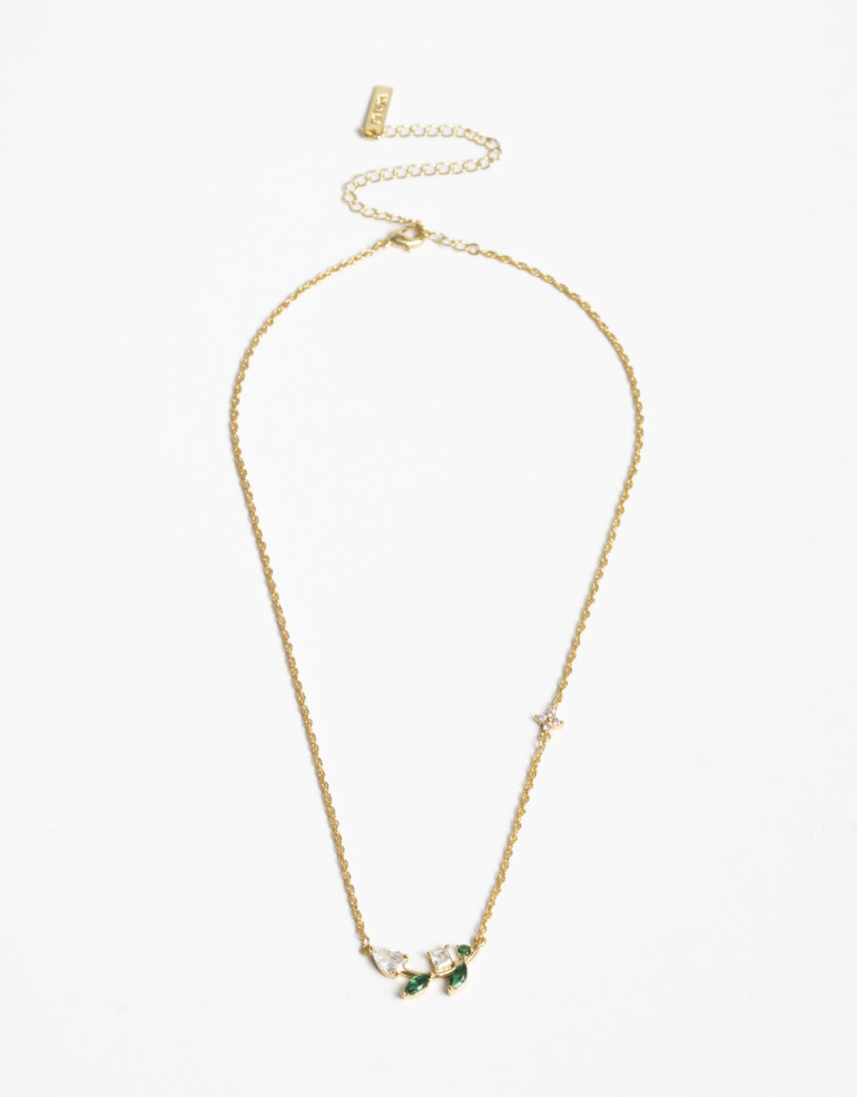 Cadena Corta con Dije Cubic zirconia Collar Con Dije De Cubic Zirconia - Dorado