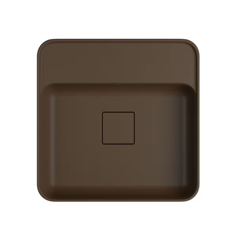 Bacha de apoyo cuadrada 40 cm c/mesa marrón mate Deca Bacha De Apoyo Cuadrada 40 Cm C/mesa Marrón Mate Deca