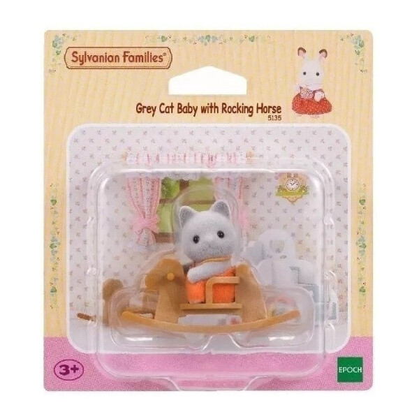 Sylvanian Families Bebé Gato Gris Con Caballo Mecedora Sylvanian Families Bebé Gato Gris Con Caballo Mecedora