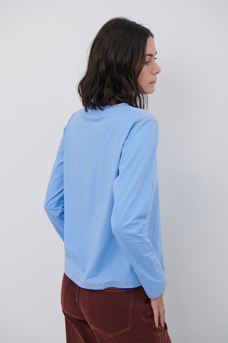 REMERA COTTON M/L AZUL