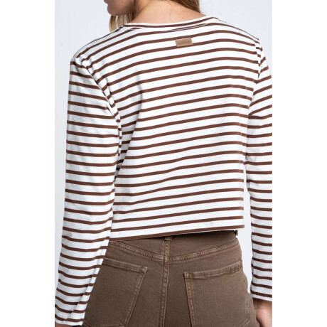 Remera Algodonn Elastano Rayada Chocolate