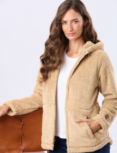 CAMPERA CON CAPUCHA SHERPA Tostado