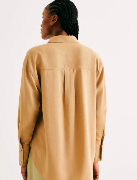 CAMISA DE MANGA LARGA EXTRAGRANDE BEIGE OSCURO