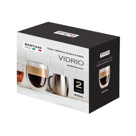 Set de 2 vasos Bastiani de doble pared de vidrio 400ml Set de 2 vasos Bastiani de doble pared de vidrio 400ml