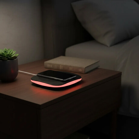 Cargador Pad Inalámbrico para Celular con Luz Led Negro