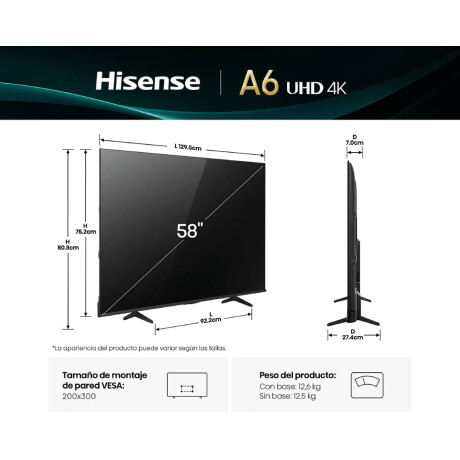 Smart TV Hisense 58 UHD 58A6N