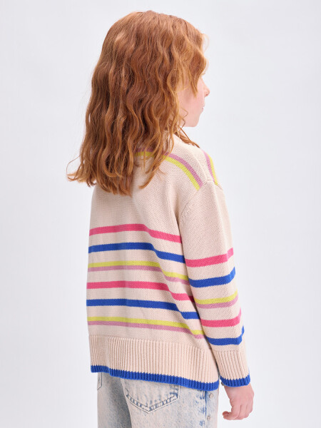 Buzo punto rayado Beige