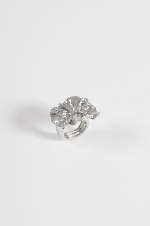 Anillo flor antique elastizado plateado