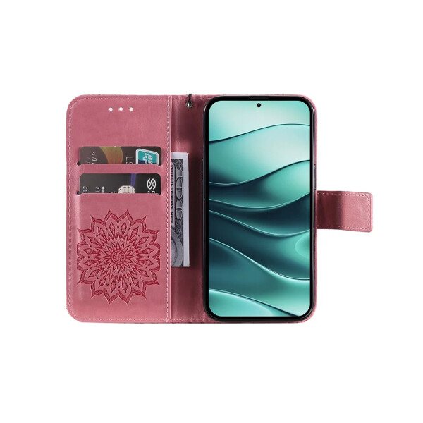Flip cover para Xiaomi Redmi Note 14 5G diseño girasol color rosa Flip Cover Para Xiaomi Redmi Note 14 5g Diseño Girasol Color Rosa