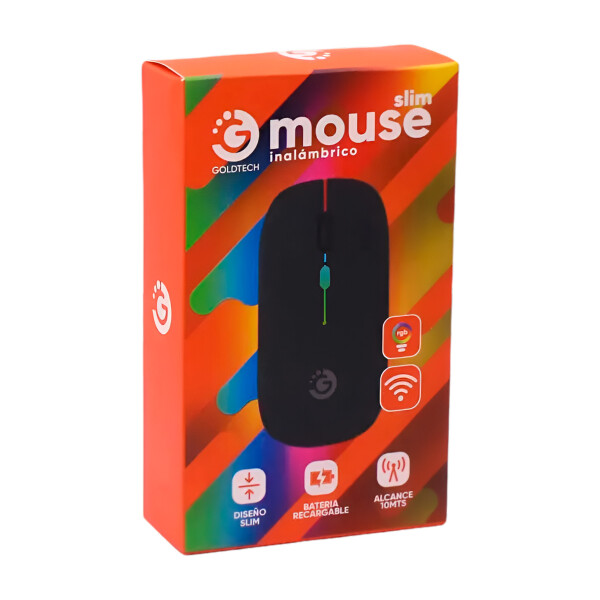 Mouse Inalámbrico Goldtech Slim RGB Recargable 2.4 GHz Color Negro