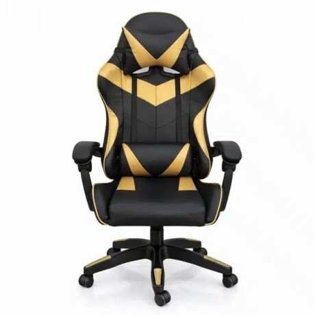 Silla Gamer Ergonómica con Masajes Negra y Dorada 001