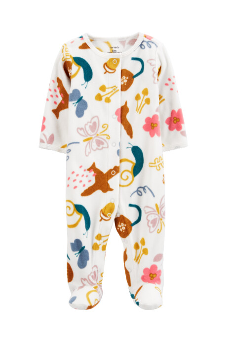 Pijama una pieza de micropolar con pie, diseño animales Sin color