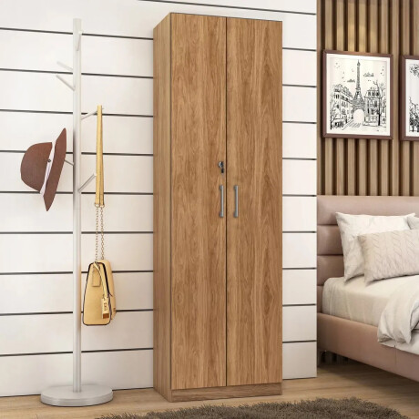 ROPERO 2 PUERTAS GUARDARROPA ARMARIO PLACARD CLOSET MULTIUSO CON LLAVE COLOR MADERA