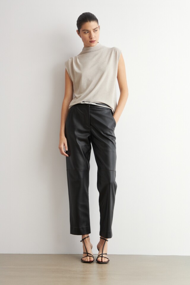 Blusa lurex con tablas beige